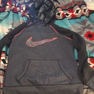 Nike Gray and Black Women's Hoodie